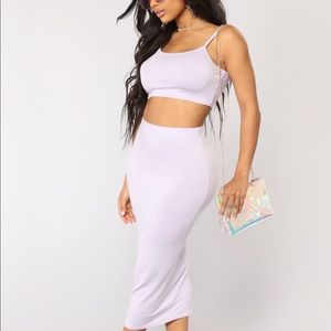 Lavender Fashion Nova midi skirt set